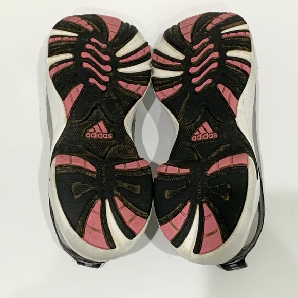 Adidas pink silver running sneaker shoes size 5 US women or big kids shoe laced - Picture 5 of 6